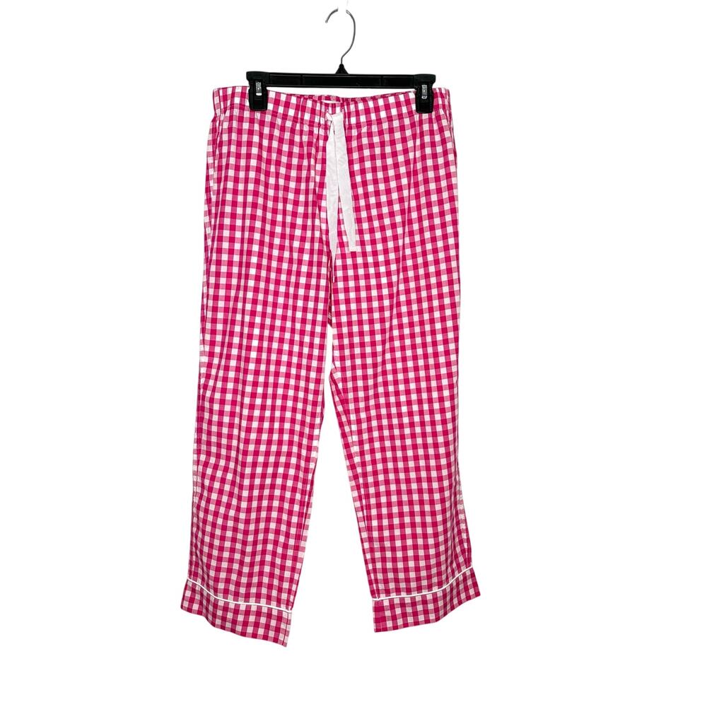 J.Crew Factory Poplin Cropped Pajama Pants Women's Sz S Pink Gingham Loungewear